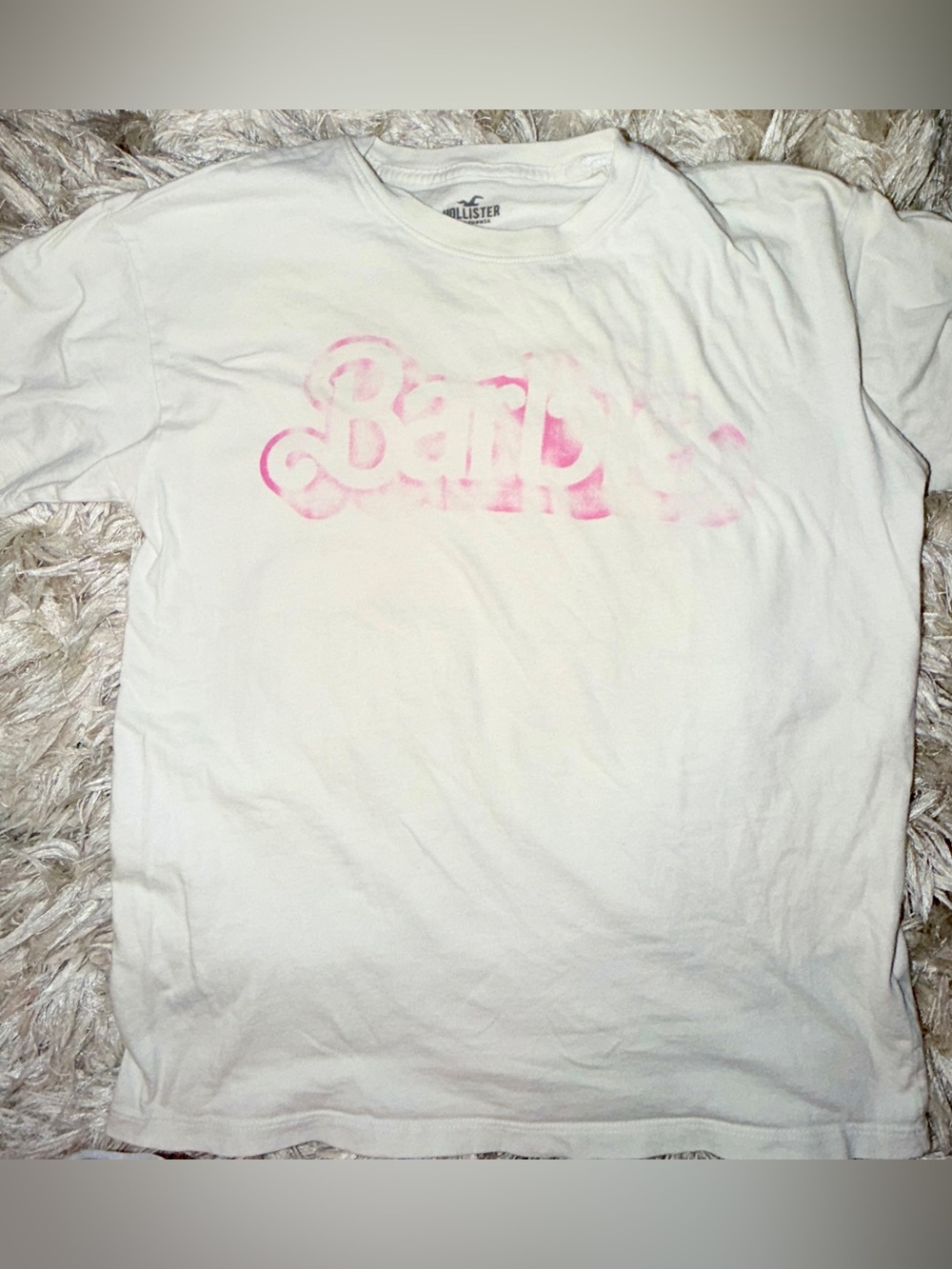 Hollister White Short Sleeve Tee with Pink Logo